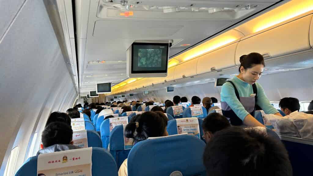 厦門航空の機内