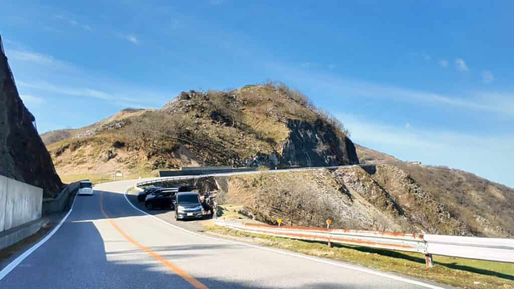 ドライブウェイで写真撮影する人々